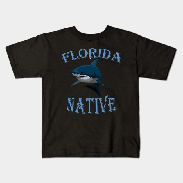 Florida Native, Great White Shark Kids T-Shirt by ALBOYZ